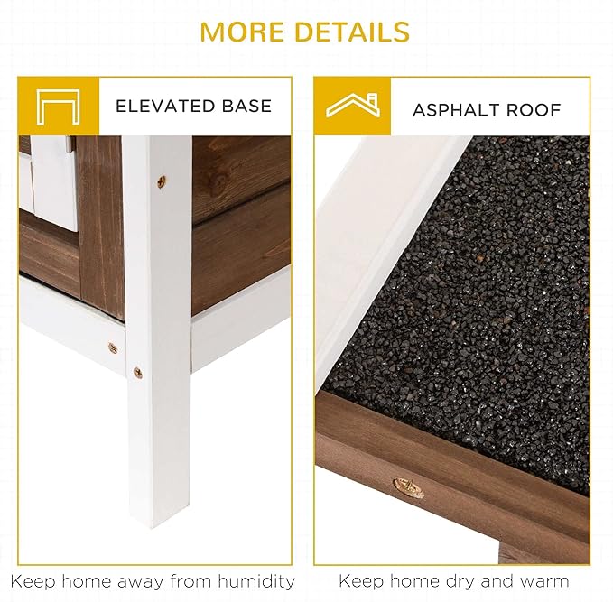 PawHut 54" 2-Story Large Rabbit Hutch Bunny Cage Wooden Pet House Small Animal Habitat with Lockable Doors, No Leak Tray and Waterproof Roof for Rabbits, Chickens, Ducks, Outdoor/Indoor Brown