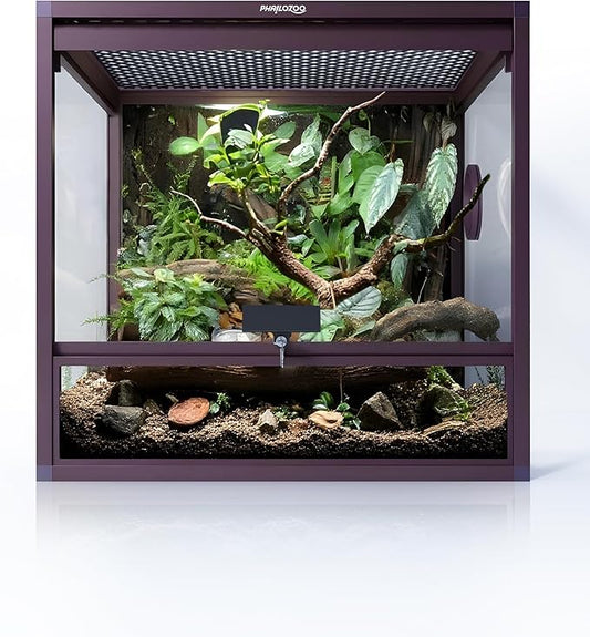 MagicCube 18'' x 18'' x 18'' Reptile Tank with Lock, 24 Gallon Reptile Terrarium with Flip-Up Tempered Glass Door, Top Screen Ventilation for Leopard Gecko - Bottom Not Leakproof