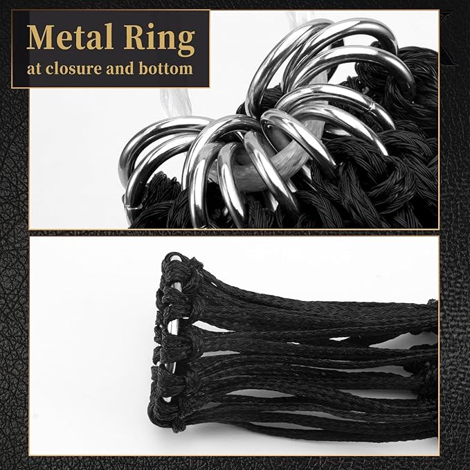 Bloomoak Slow Hay Net Feeder for Horses, Durable Soft Black PE 2String Hay Bales Bags with 2" Hole, Fit 36 * 18 * 18" Square Bale Easily…