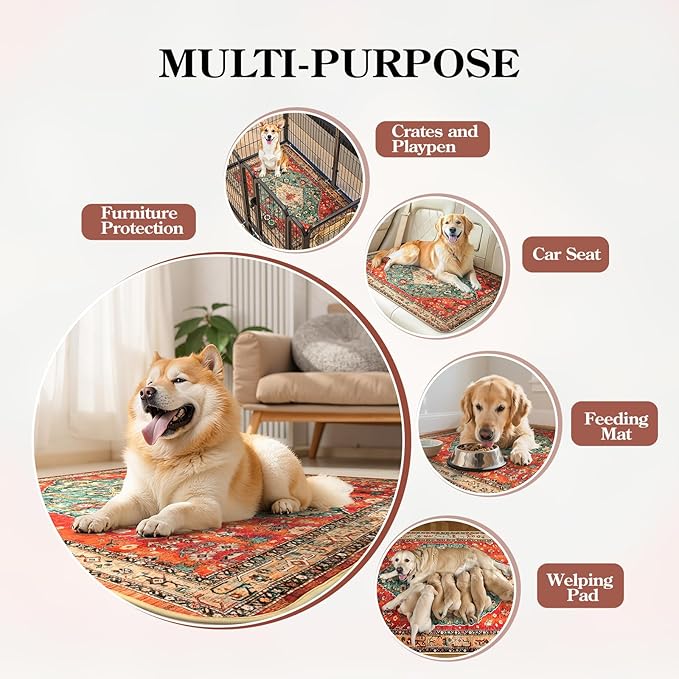 HAOCOO Washable Pee Pads for Dogs, (2 Pack) 3Ft x 3Ft Reusable Puppy Training Pads Super Absorbent Waterproof Whelping Pads,Red Non-Slip Leakproof Potty Pads for Pet Housebreaking