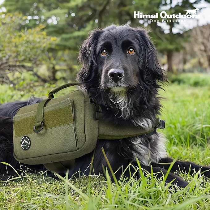 Himal Outdoors Dog Backpack & Saddle Bag, Tactical Hiking Backpack for Large Dogs with Side Pockets & Adjustable Strap