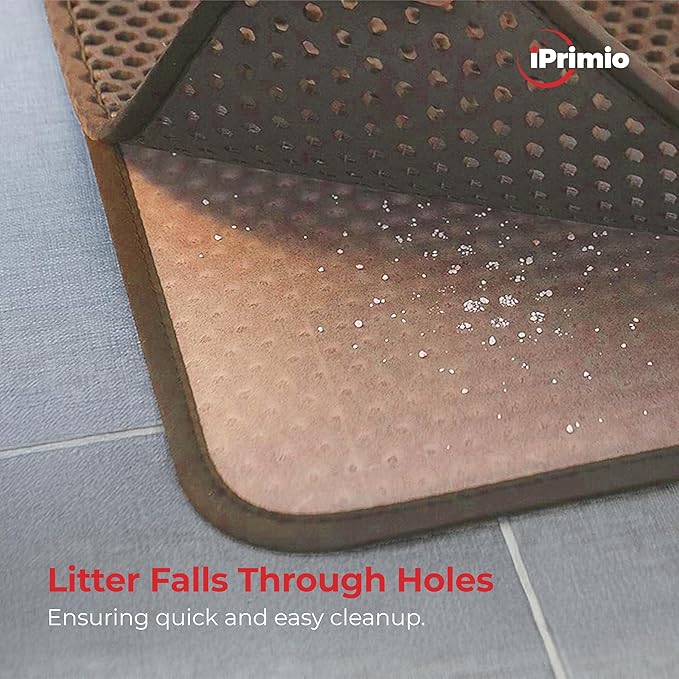 iPrimioJUMBO Size Cat Litter Trapper - EZ Clean (Brown/Tan) - 32 inches by 30 inches/Super Big. Exclusive Water Proof Layer and Puppy Pad Option. Patent Pending.