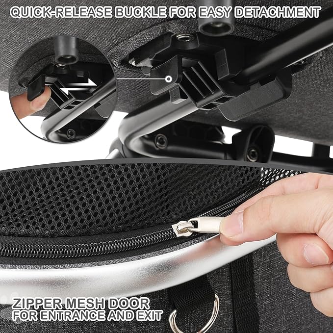 MoNiBloom Pet Stroller for Small/Medium Dogs w/Detachable Carrier & Lightweight Aluminum Frame, Folding Jogging Travel Stroller, Dark Gray