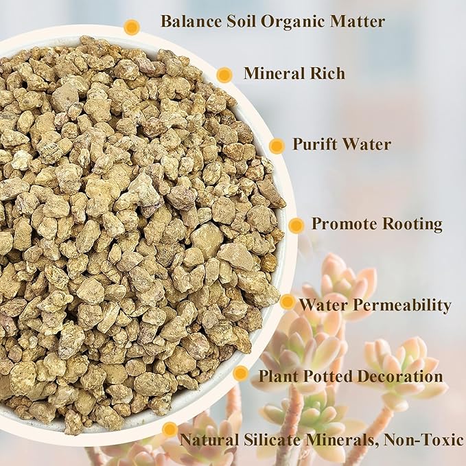 2 lbs Maifanitum Stones for Succulent,1/4 Inch Decorative Rocks for Indoor Plants, Bonsai, Soil Cover. Small Stone of Lightweight for Promote Soil Root Growth, Water Drainage and Plant Growth