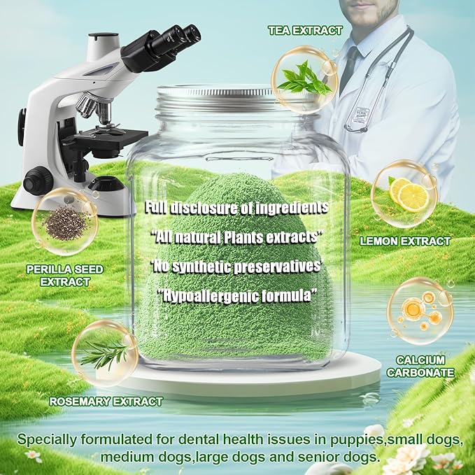 Dog Dental Powder,Dog Teeth Cleaning Powder,Dog Dental Cat Dental Care,Cat and Dog Teeth Cleaning,Canine Plaque Remover Helps Reduce Bad Breath,Improve Pet's Oral Cavity and Freshen Breath（80G）