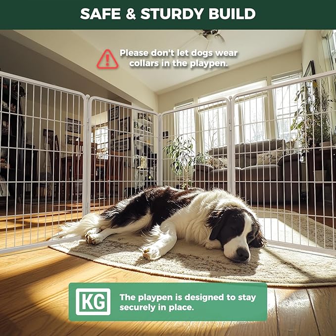 FXW Homeplus Unleashed Indoor Dog Playpen - Stress-Free and Safe Play, Heavy Duty 40 Inch 12 Wire Panels Dog Pen for Medium and Large Dogs, White│Patented