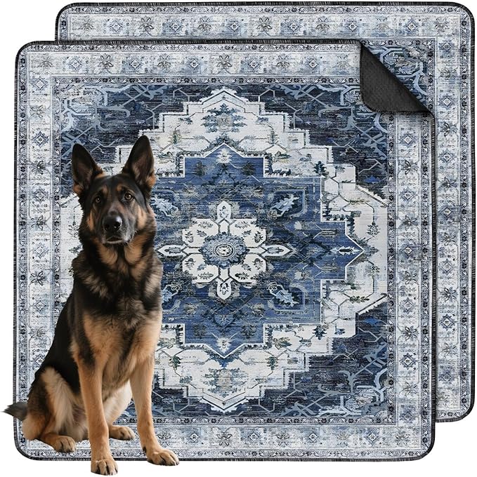 Washable Pee Pads for Dogs 2 Pack, Absorbent Reusable Puppy Pads Waterproof, Leakproof & Non-Slip Whelping Pad, Potty Training Pads for Dogs Playpen Mat 48x48