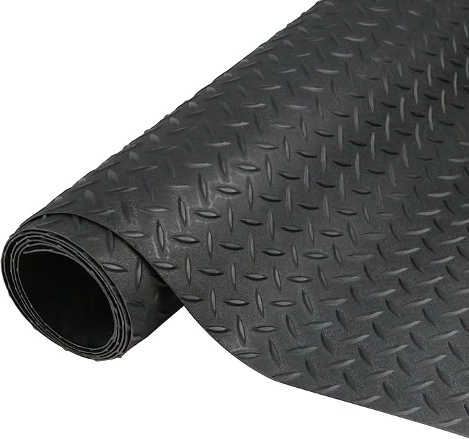 7.5 x 17 FT Garage Floor Mat,2.5 mm Thickness Diamond PVC Garage Flooring Roll, Anti-Slip Shop Floor & Parking mats for Workshop,Gym,Golf Cart Parking or Trailers
