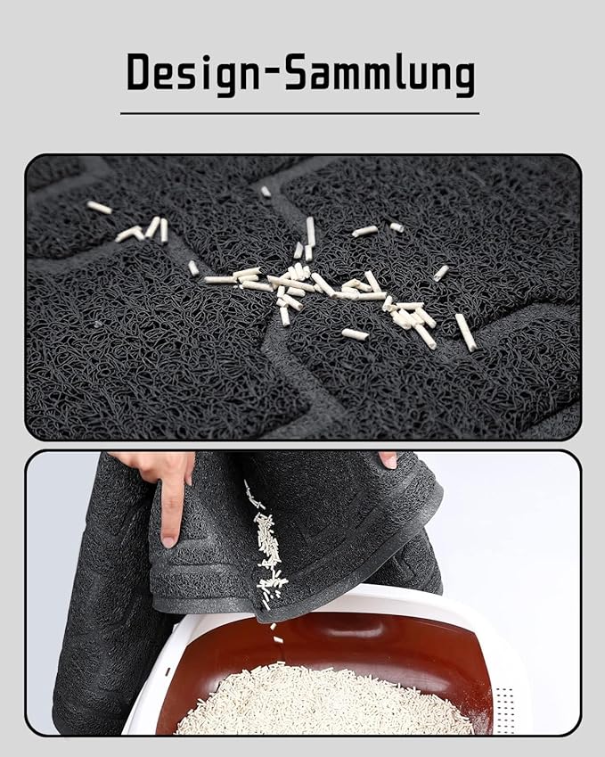 Yimobra Cat Litter Mat, 35.4"x23.6" Litter Box Mat with Litter Lock Mesh, Soft Cat Litter Mat Litter Trapping Mat, Easy to Clean, Non-Slip, Water Resistant, Litter Free Floors, Black