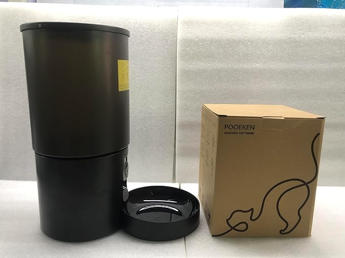 Automatic Cat Feeder Food Dispenser: 6L Timed Small Dog Dry Food Dispenser with 10s Voice - Distributeur Nourriture Chat Hund Programmable - Auto Pet Feeder with 1-6 Meals Black