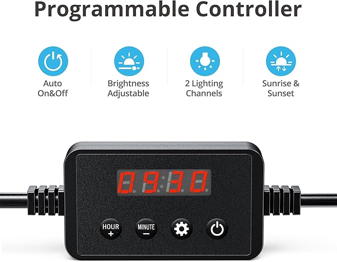 NICREW ClassicLED Plus LED Aquarium Light with Timer, 10 Watts, for 12 to 18 Inch Fish Tank Light, Daylight and Moonlight Cycle