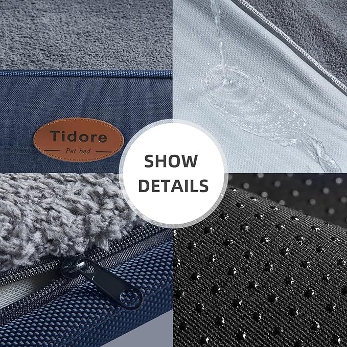 Orthopedic Dog Beds for Medium Dogs, Durable Egg Crate Foam Sofa Dog Bed wit Washable Removable Cover,Waterproof Lining,Pet Bed for Large Dogs (Mustard Yellow, 31.5" L x 25.2" W x 7" Th)