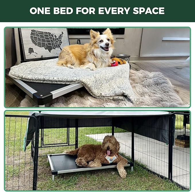 FXW TitanNest Chew-Proof Elevated Dog Bed, Raised Cot for Indoor/Outdoor/Camping Use, Durable & Waterproof Cooling Pet Bed for Toy Dogs, 23.0" L x 17.0" W x 4.5" H, Black