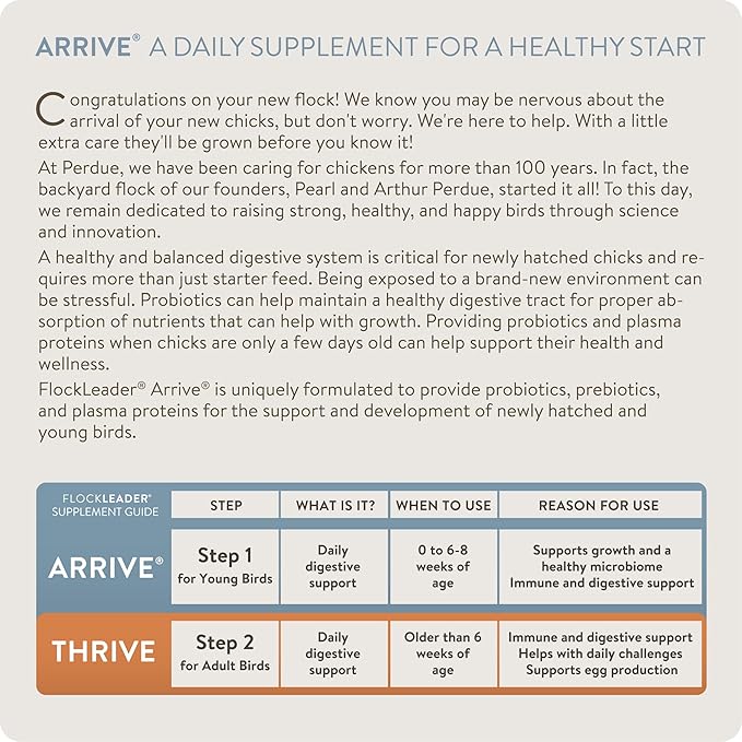 Arrive, Daily Probiotic & Prebiotic Poultry Supplement for Young Chickens 0-8 Weeks Old, 8 oz