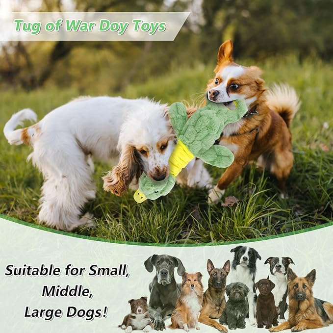 Large Plush Squeaky Dog Toys for Aggressive Chewers, Interactive Tug of War Puppy Toys for Indoor Play - Duck Stuffed Dog Toys with Soft Fabric for Small, Medium, and Large Pets