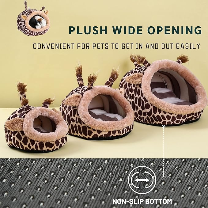 JanYoo Hamster Guinea Pig Supplies Bed Accessories House Hedgehog Cage Supplies Chinchilla Ferret Rat Gerbil (S,Giraffe)