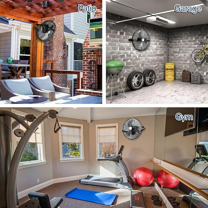 BILT HARD 4600 CFM 20 in. Industrial Wall Mount Fan, 3-Speeds High Velocity Wall Fan with Sealed Motor, Heavy Duty Metal Barn Fans for Garage, Commercial, Greenhouse, Warehouse & Shop Use