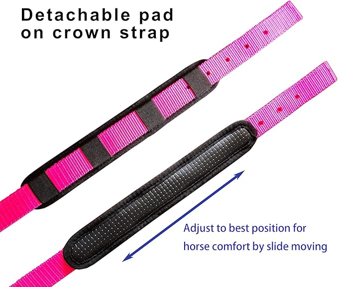 T TEKE Adjustable Horse Halters by Heavy Duty Soft Nylon, Padded with Anti-rubbing Waffle Neoprene on Both Crown & Nose