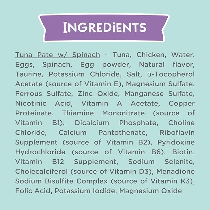 LOVE, NALA - Natural Adult Cat Wet Food - Pate Tuna with Spinach Recipe- Grain Free, Non-GMO, Lean Protein, Iron, Digestive Fiber Blend, Added Minerals & Vitamins - 12 Pack 2.4 lbs.