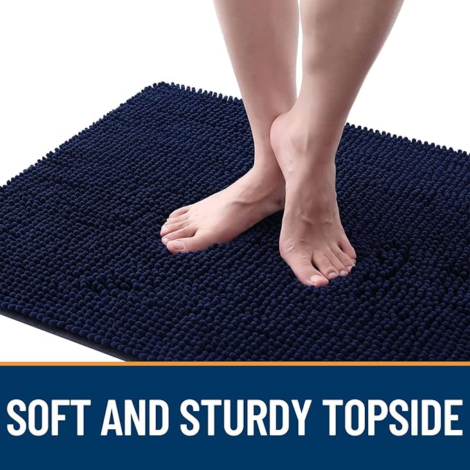 OLANLY Dog Door Mat for Muddy Paws 59x20, Absorbs Moisture and Dirt, Absorbent Non-Slip Washable Doormat, Quick Dry Chenille Mud Mat for Dogs, Entry Indoor Entryway Carpet for Inside Floor, Navy Blue