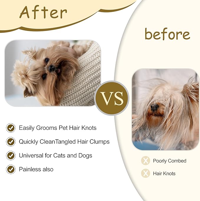 Upgraded All-in-One Pet Grooming Kit – Includes Detangling, Shedding, Dual-Sided & Massaging Tools, Ergonomic Non-Slip Handle, Safe for Cats & Dogs