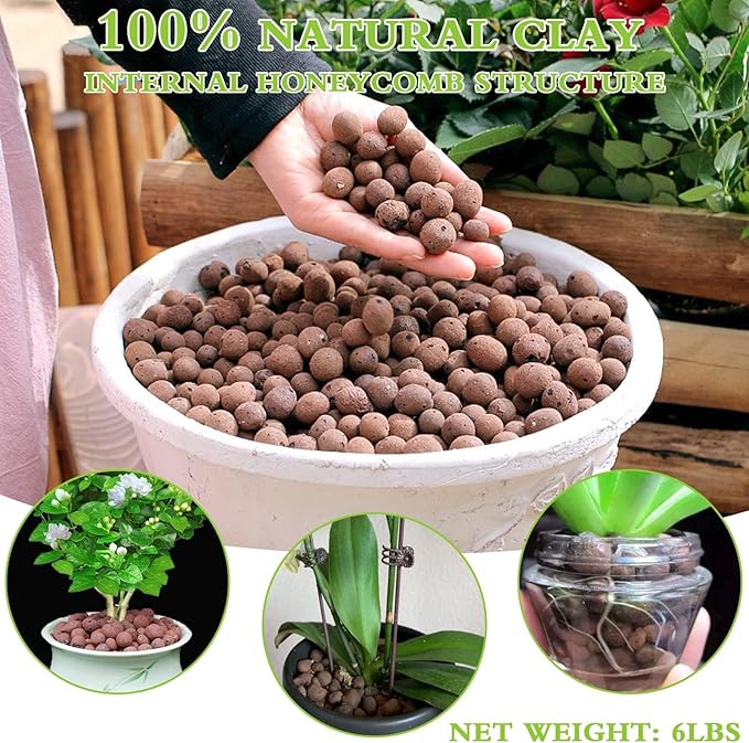Halatool 6LB Natural Expanded Clay Pebbles for Plants 4mm-16mm Hydro Balls for Aquarium Indoor Potted Plants Premium Hydroponic Growing Media Clay Balls for Hydroponics Aquaponics