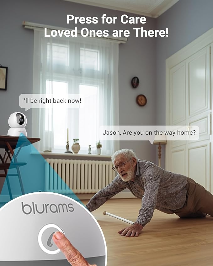 blurams 2K Pet Camera, Cameras for Home Security with One-Touch Call, Indoor Camera w/Color Night Vision, Motion Tracking, Cloud & SD Card Storage (2Pack)