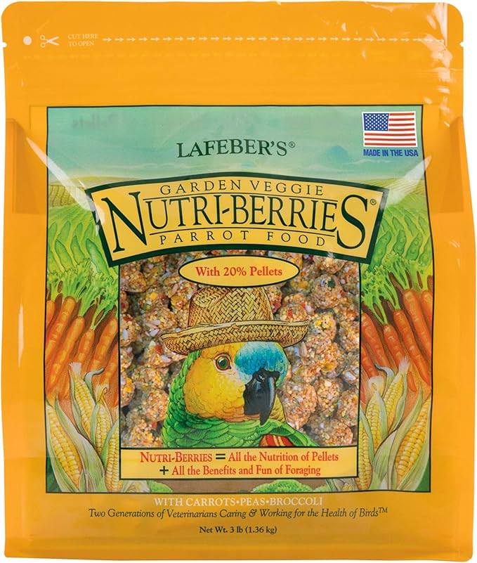 LAFEBER'S Garden Veggie Nutri-Berries Pet Bird Food, Made with Non-GMO and Human-Grade Ingredients, for Parrots, 3 lb