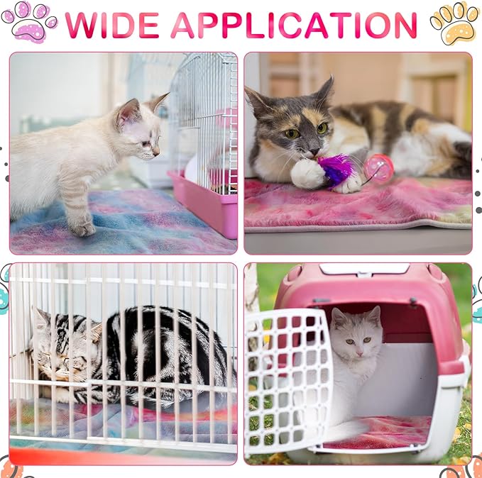 4 Pcs Waterproof Guinea Pig Blankets Washable Small Animal Fleece Bedding Absorbent Guinea Pig Cage Liners Reusable Pet Pee Pad Sleep Mat Pad Cover for Hamster Ferret (Tie Dye Pattern,24 x 16 Inch)