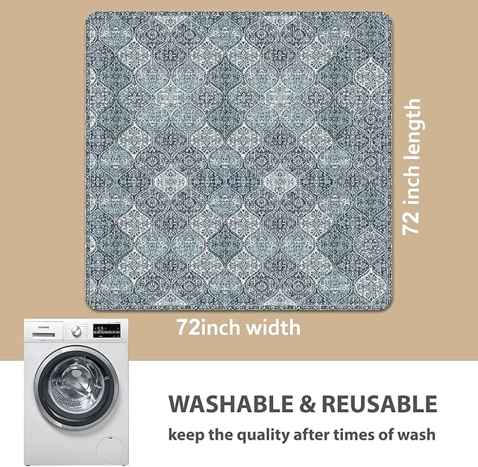 nunubaby Washable Pee Pads for Dogs, Stylish, Non-Slip and Leak-Proof Pee Pads. Reusable Potty Pads for Dogs for Crates and Floors.(Blue/Multi, 72" x72" )