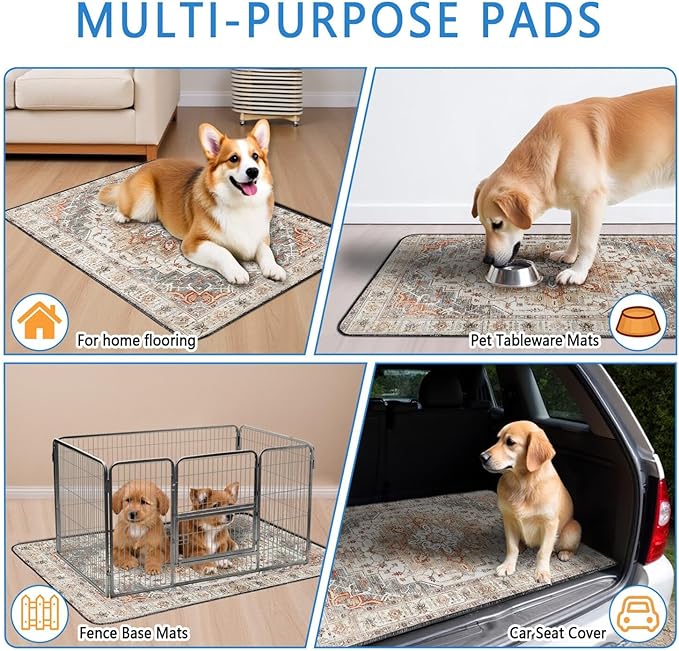 Washable Pee Pads for Dogs 2 Pack, Absorbent Reusable Puppy Pads Waterproof, Leakproof & Non-Slip Whelping Pad, Potty Training Pads for Dogs Playpen Mat 24x36