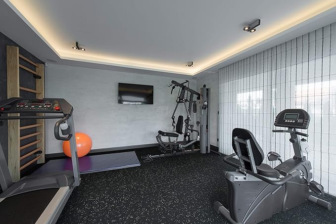 Playsafer Genaflex Rubber Gym Floor Mat, Heavy Duty Commercial Protective Gym Flooring Roll - 8mm Thick (10% Grey, 4' X 15')