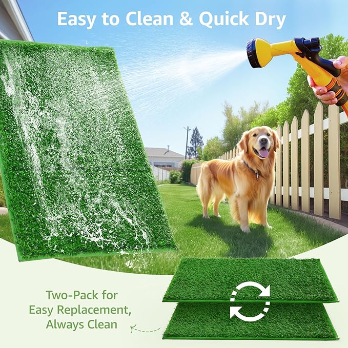 LOOBANI Dog Grass Pee Pads, Artificial Dog Grass Pads for Potty Tray, Fake Grass for Dogs to Pee On, Outdoor Indoor Pee Grass for Dog Potty (18.1*28.1 inch)