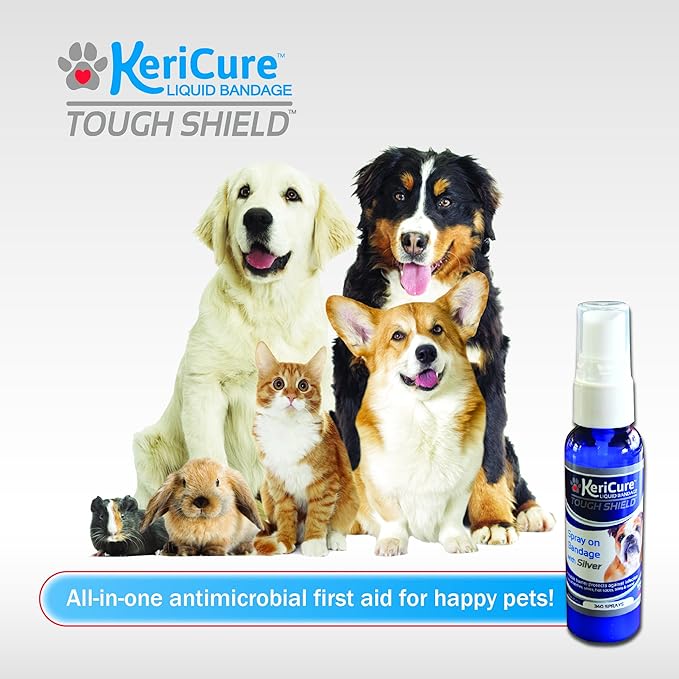 Tough Shield Silver Liquid Bandage, 2 Pack, Spray on Bandage with Silver Hydrosol for Pets and Small Animals, 2oz First Aid Sprays for Dogs, Cats - Soothes, Seals, and Protects