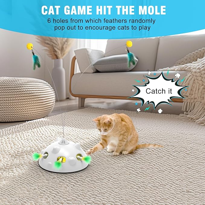 Cat Toys for Indoor Cats - Rechargeable Silent Interactive Automatic Cat Toy | Electric Feather Cat Bird Toy | Electric Cat Teaser Wand | Flapping Butterfly Bird Cat Toy | Toys for Adult Cats