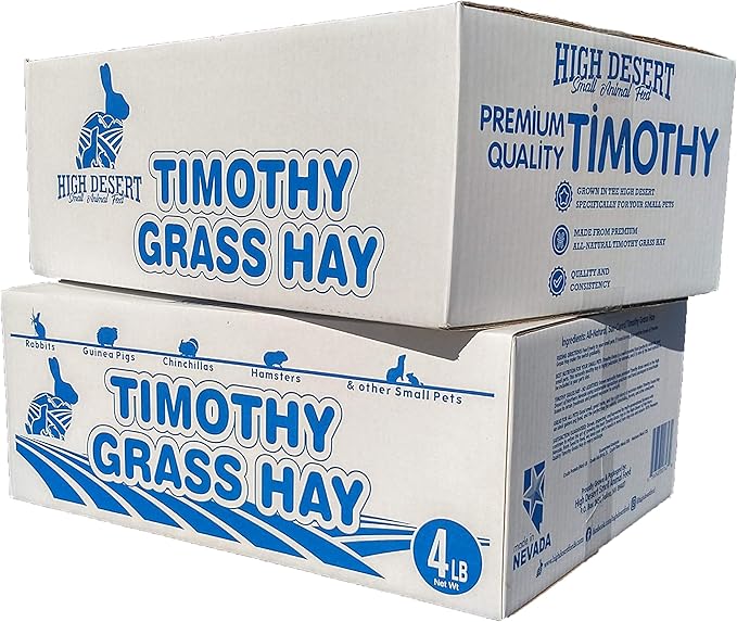 High Desert 2nd Cutting Timothy Grass Hay for Rabbits, Guinea Pigs, Chinchillas & Small Pets – Premium Hand-Packed Natural Hay, High-Fiber, Additive-Free, Grown in USA – 4 lb Box