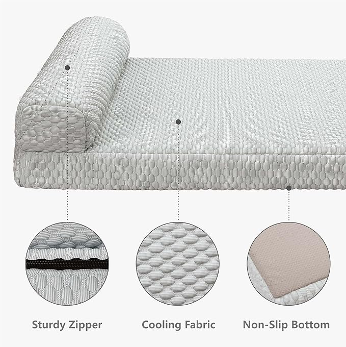 Tinaco Orthopedic Cooling Bed for Large Dogs & Cats - Removable, Washable Cover (White/Grey, Large)