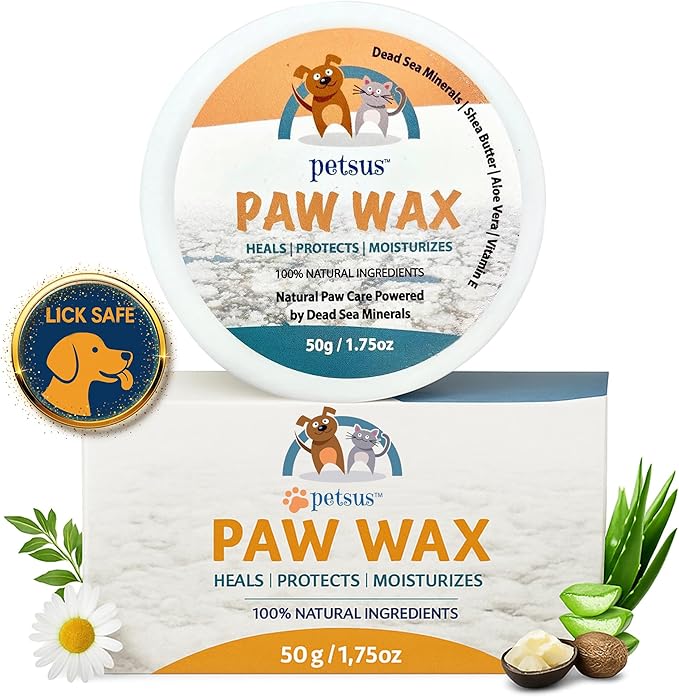 Natural Dog Paw & Nose Balm – Moisturizing Paw Wax with Dead Sea Minerals | Lick-Safe, Organic Balm for Dry, Cracked Paws & Dry Noses | Heat, Ice & Terrain Protection – 1.75 oz
