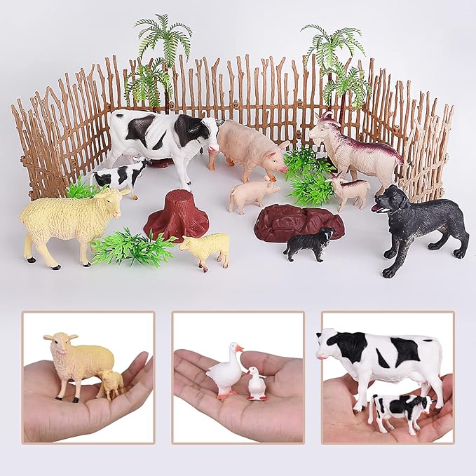 35 PCS Farm Animals Toys for Toddlers 3 Years Old Boys and Girls Realistic Animal Figures Playsets Toys for Kids 3~8 Christmas Birthday Gift