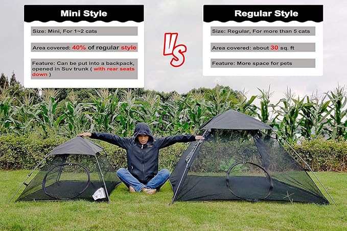 AICHIFAN Mini Cat Tent for Outside Playpen Pop Up Indoor Pet Cat Enclosures Portable Sunshade and Anti-UV Cat Playhouse for SUV Pickup Truck (Play Tents for Cats and Small Animals) - Outside Habitat