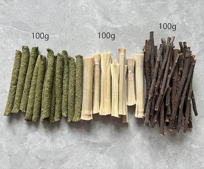 Bamboo Apple Sticks for Chinchillas Hamster Mouse Gerbil Bunny Pet Rat Guinea Pig Rabbit Chew Wood Timothy Hay Sticks Enrichment Toys for Teeth Supply Treats Snacks for Boredom Indoor