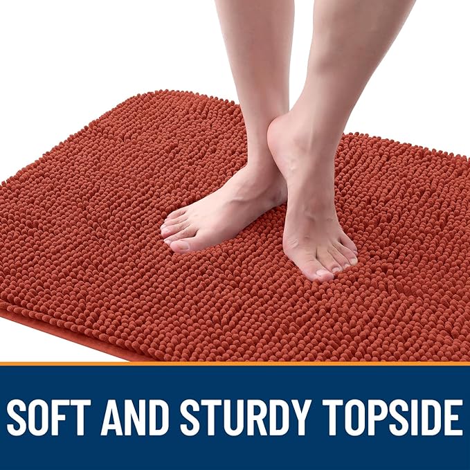 OLANLY Dog Door Mat for Muddy Paws 30x20, Absorbs Moisture and Dirt, Absorbent Non-Slip Washable Doormat, Quick Dry Chenille Mud Mat for Dogs, Entry Indoor Entryway Carpet for Inside Floor, Maple Red