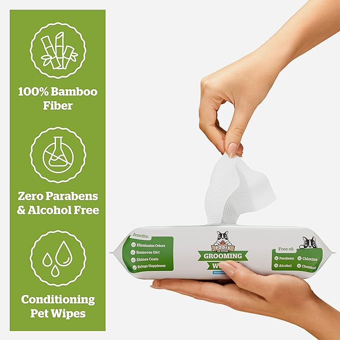 Pogi’s Dog Grooming Wipes – Hypoallergenic Pet Wipes for Paws, Body & Butt – Cleaning & Hydrating, Fragrance Free, 100-Count