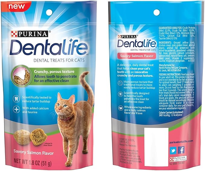 Purina Dentalife Dental Treats for Cats Bundle; Savory Salmon and Tasty Chicken