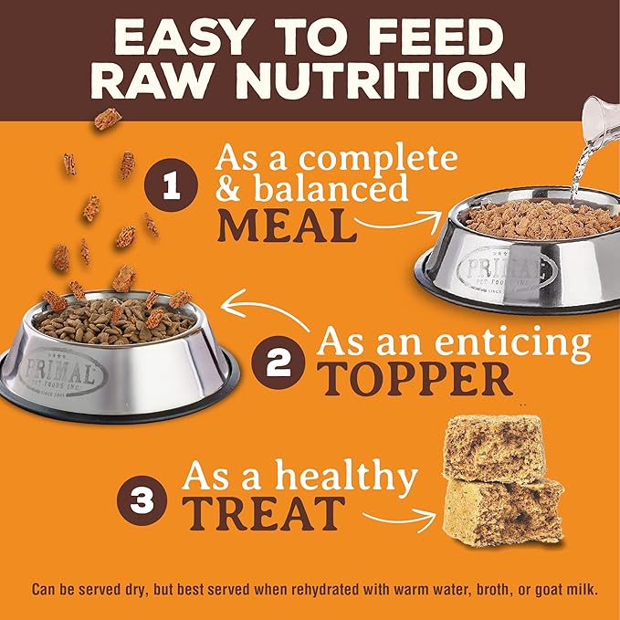 Primal Freeze Dried Raw Dog Food Nuggets, Beef, Complete & Balanced Meal, Also Use as Topper or Treat, Premium, Healthy, Grain Free, High Protein Raw Dog Food, 5.5 oz