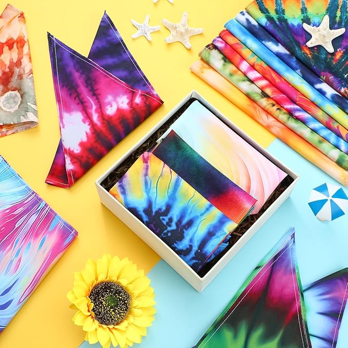 100 Pcs Tie Dye Dog Bandanas Bulk Pet Bibs Colorful Triangle Scarf Pet Bandanas for Medium Large Dogs Holiday Summer Hawaiian Birthday Costume Decor