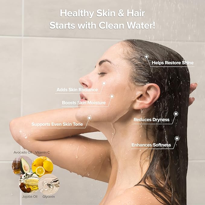 Filtered Handheld Shower Head with Vitamin C & Sediment Filter, High Pressure Water Flow, Water Saving, Reduces Chlorine for Dry Skin & Hair, On/Off Switch, Made in Korea - Bluemoon Gray
