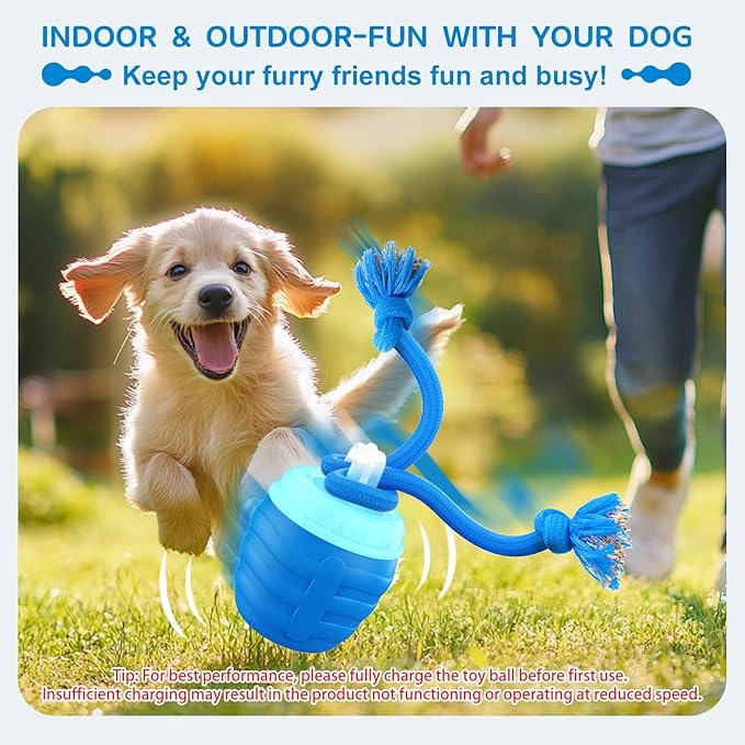 Interactive Dog Toys - [2025 Newly Upgraded] Motion Activated Ball for Small/Medium/Large Dogs, Automatic Moving Dog Toy Wicked Ball for Boredom & Training, Music, USB Rechargeable (Blue)