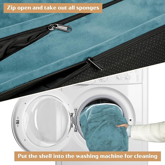 Comfort Expression Large Dog Beds Waterproof Orthopedic Foam Dog Sofa Beds Comfy Pet Bed with Washable Removable Cover & Non-Slip Bottom(Large,Washed Blue)