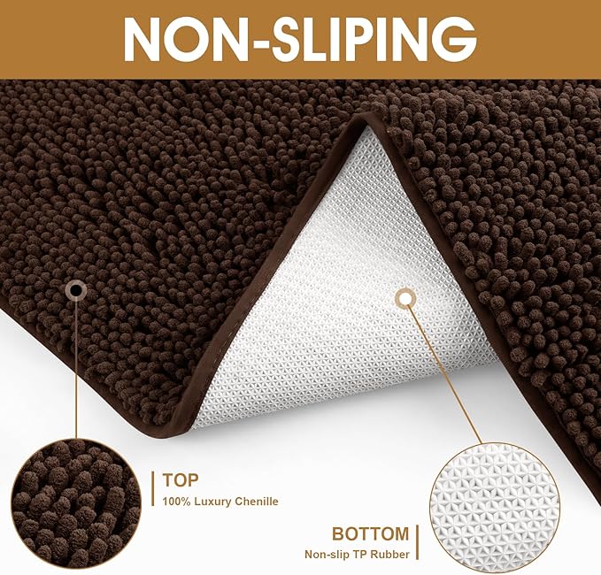 IM HOME Extra Large 71" x 25" Brown Dog Door Mats for Muddy Paws, Chenille Absorbent Dog Mat, Non Slip Heavy Mud Mat for Dogs, Soft Pet Bed Mat for Entryway, Mud Paws, Inside Floor